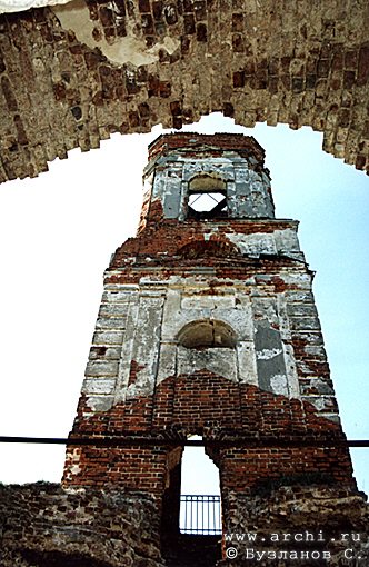 Borovsk district. Ryabushinskaya suburb. Belfry of Church of Demetrius of Thessalonica. XIX 