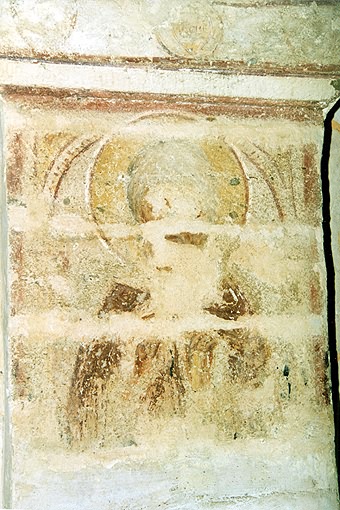 Sudak district. Sudak. Genuazskaya (Genoa) Fortress. Fresco from Church with arcade. XIV