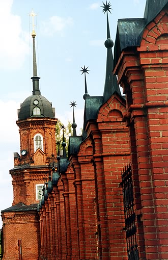 Volokolamsk district. Volokolamsk. The wall of complex of churches. XIX