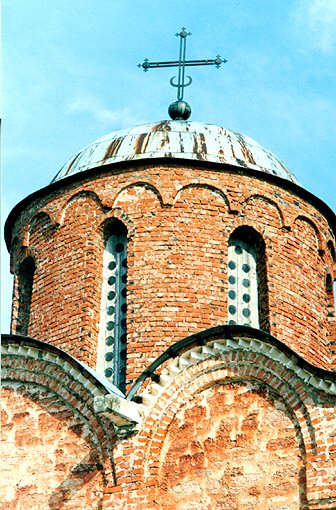 Novgorod district. Veliky Novgorod. Transfiguration Church in Kovalev. Fragment. XIV