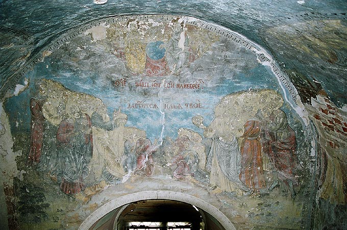 Novgorod district. Volotovo. Assumption Church on Volotovo Pole. Fragment. XIV