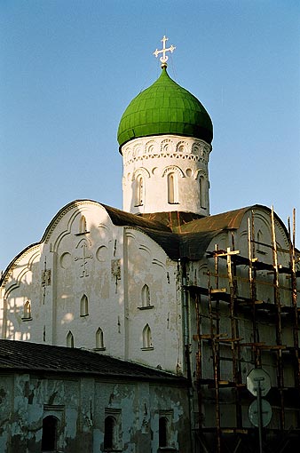 Novgorod district. Veliky Novgorod. Church of Feodor Stratilat, the Great Martyr, on Ruchey. XIV