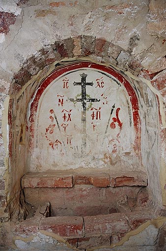 Novgorod district. Veliky Novgorod. Transfiguration Church in Kovalev. Interior. XIV