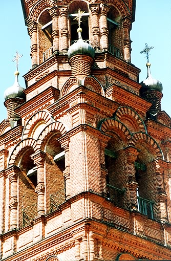 Ostashkovsky district. Ostashkov. Monastery of The Sign Icon of the Virgin. Belfry. Fragment. XIX