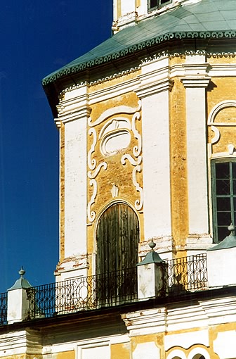 Ostashkovsky district. Nil's Hermitage. Monastery of Nil's Hermitage. Gate-church of Saint Apostles Peter and Paul. Fragment. XVIII