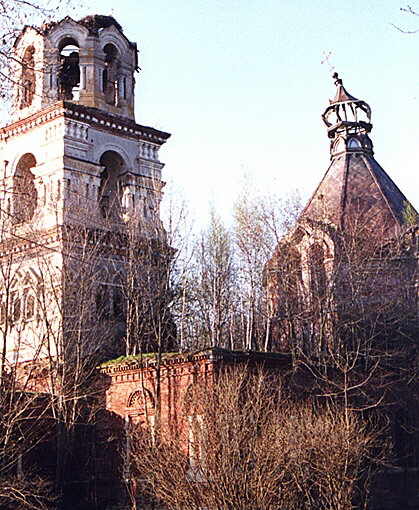 Torzhok district. Glouhovo. Church of Elija, the Prophet. Fragment of belfry. XVIII cent.