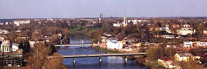 Torzhok district. Torzhok. View at the town from belfry of Monastery of Boris and Gleb.